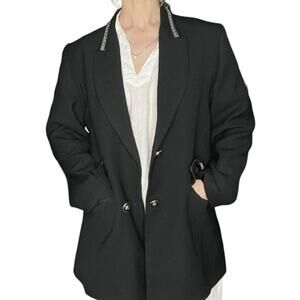 Vintage black blazer with silver trim 90's double breasted